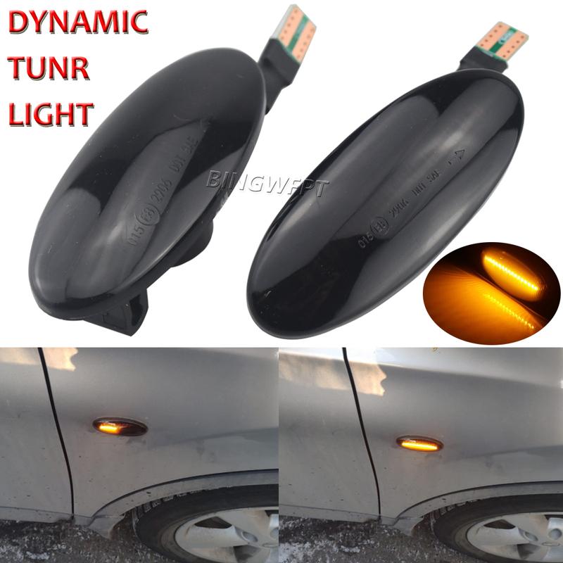2PCS Dynamic LED Fender Side Marker Turn Signal Lights Amber For Nissan Qashqai Dualis Juke Micra March Micra Note X-Trail