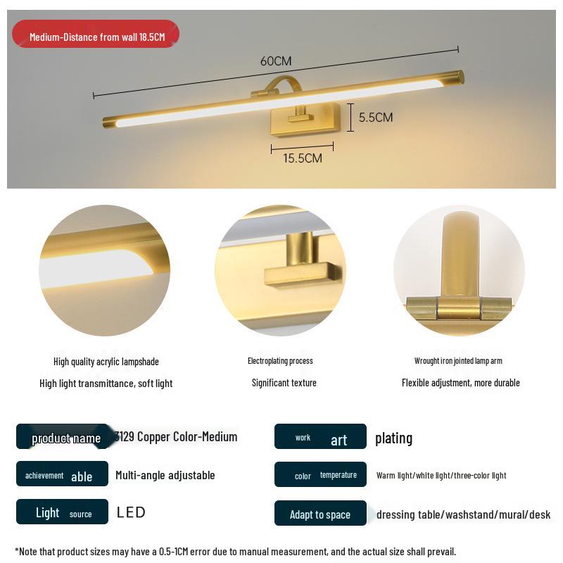 Modern Minimalist LED Vanity & Picture Light for Bathroom Mirror