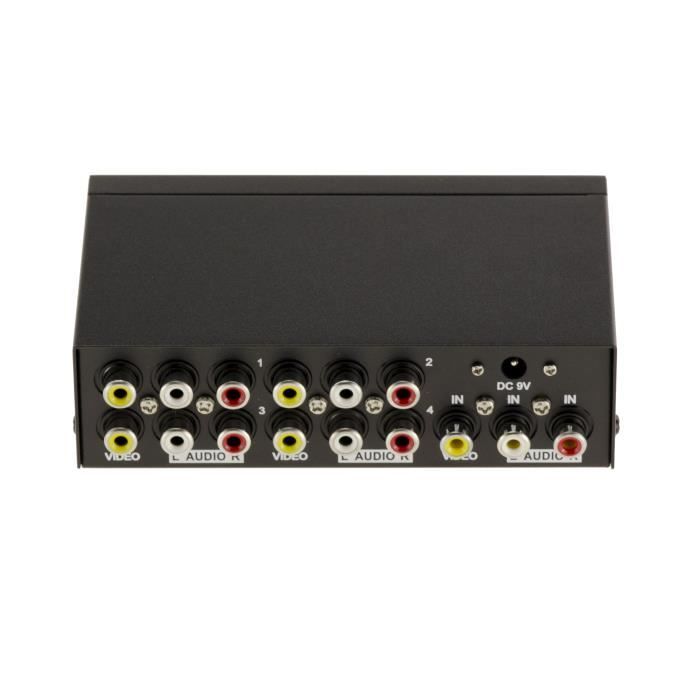 Splitter audio stereo + video composite - amplifié - 4 ports - noir - rca - 4 sorties