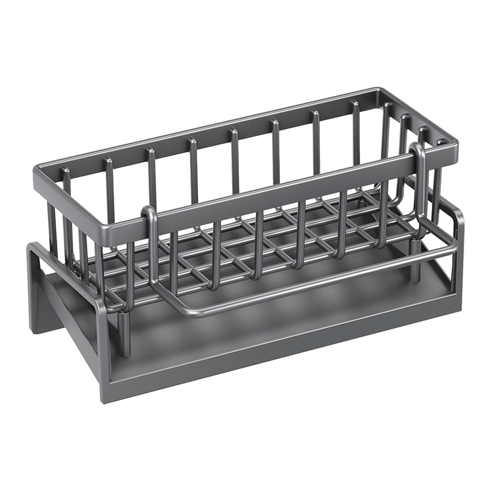

Kitchen Sink Storage Rack Abs Plastic Self-draining Sink Rack Sturdy Filter Basket Soap Sponge Rack Dish Towel Rack Organizer сірий колір