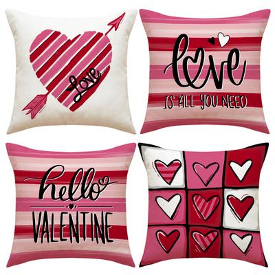 New Valentine's Day Love Pillow Case Living Room Sofa Cushion Home Decoration Linen Print Sofa Cushion