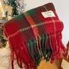 New Christmas red scarf women's winter high-end plaid imitation cashmere shawl atmosphere versatile scarf