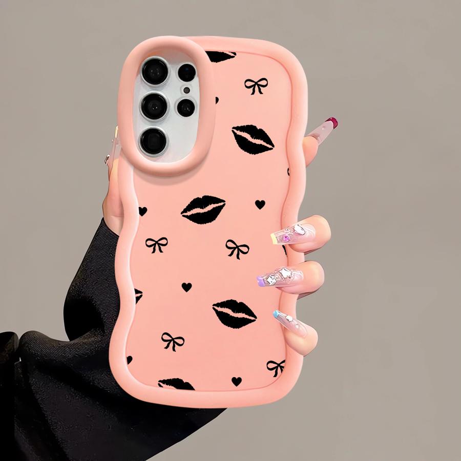 Case for Samsung Galaxy A25 S22 Ultra S21 S20 FE A26 S23 Plus S24 S25 Soft Phone Cover A34 A55 A24 A35 A36 A54 Lips Kiss Print