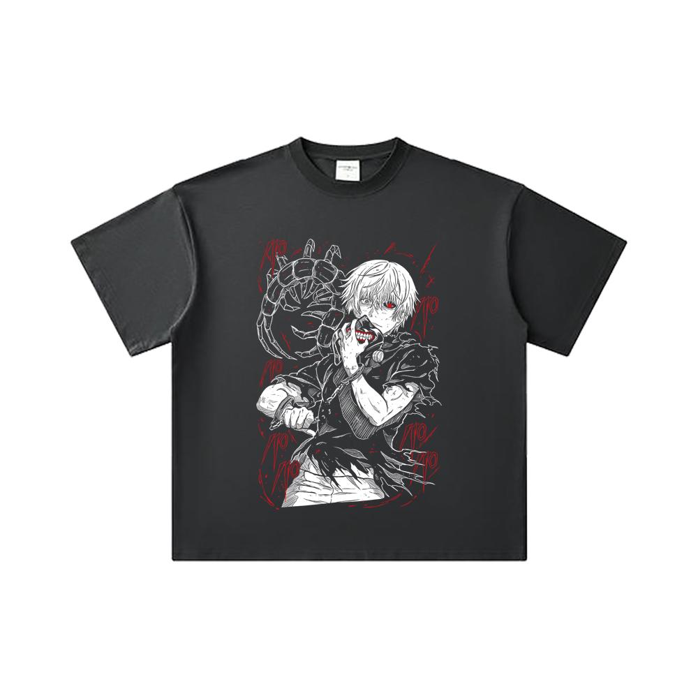 260 GSM Double Yarn 32 Count 100% Cotton Tokyo Ghoul V1 Print Unisex Heavy Cotton T Shirt