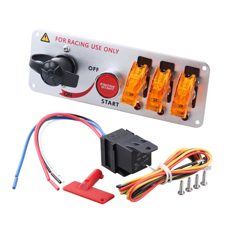 12V Auto LED Ignition Switch Panel Racing Car Ignition Engine Start On/Off Push Button 5 in 1 Ignition Toggle Switches Battery Switches5