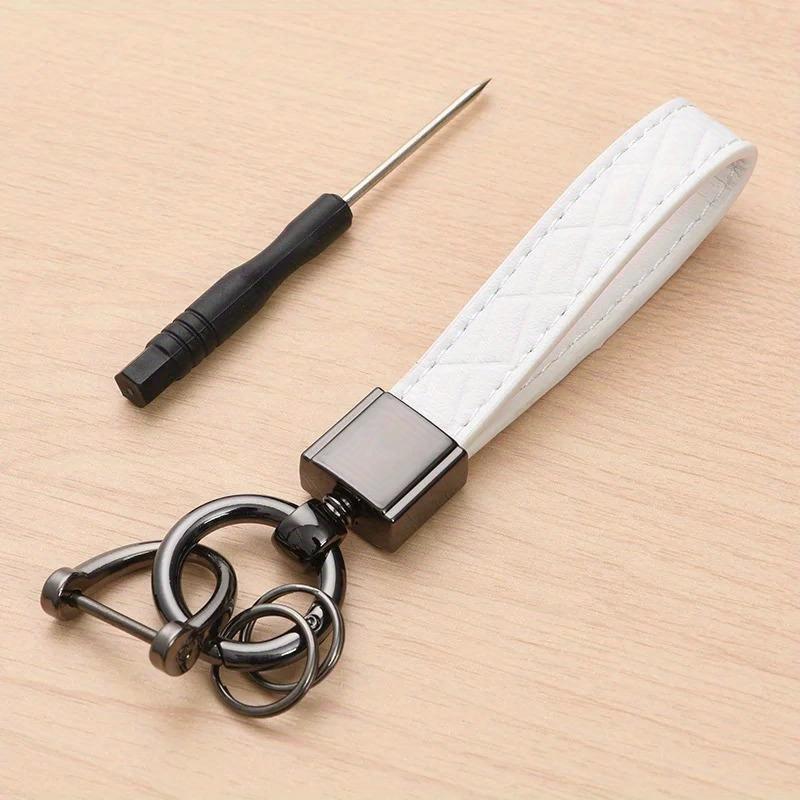 Luxury PU Leather Plaid Keychain Women Men Key Chain Accessories Car Key Ring Minimalist Style Key Holder Gift