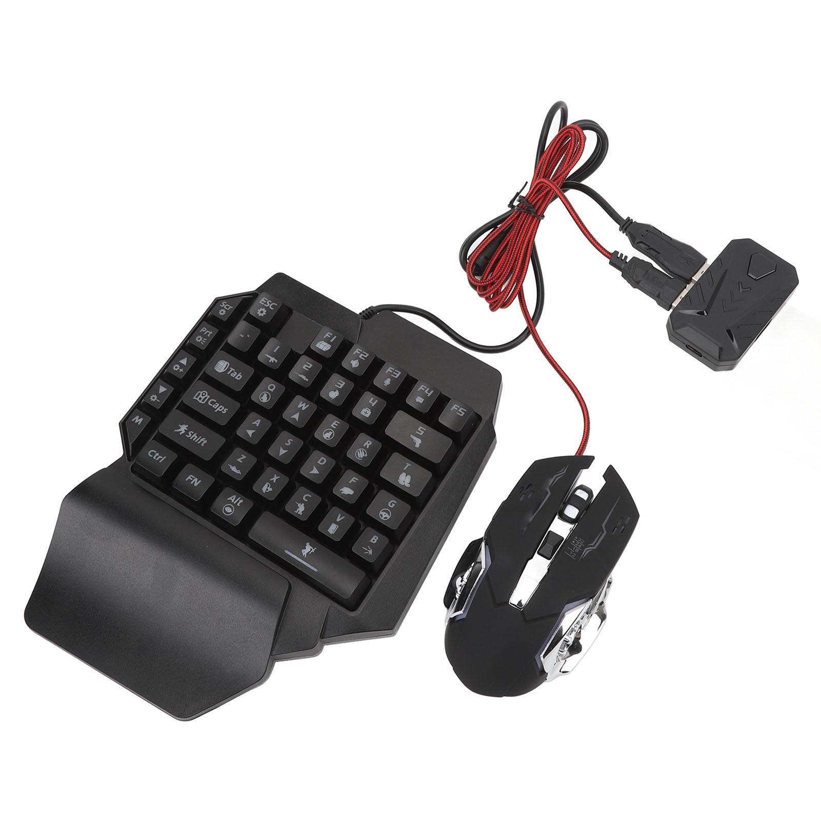 

Комплект адаптеров для клавиатуры и мыши 4 в 1, клавиатура с подсветкой RGB для работы одной рукой, мышь, адаптер, комбинированный с