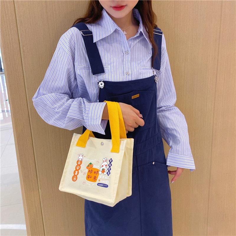 New canvas women's bag persimmon ruyi handbag small square bag fashion casual cute handbag cartoon handbag