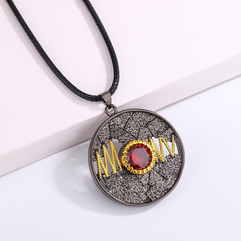 Modern and Simple WM Ruby Necklace with Two tone Gold