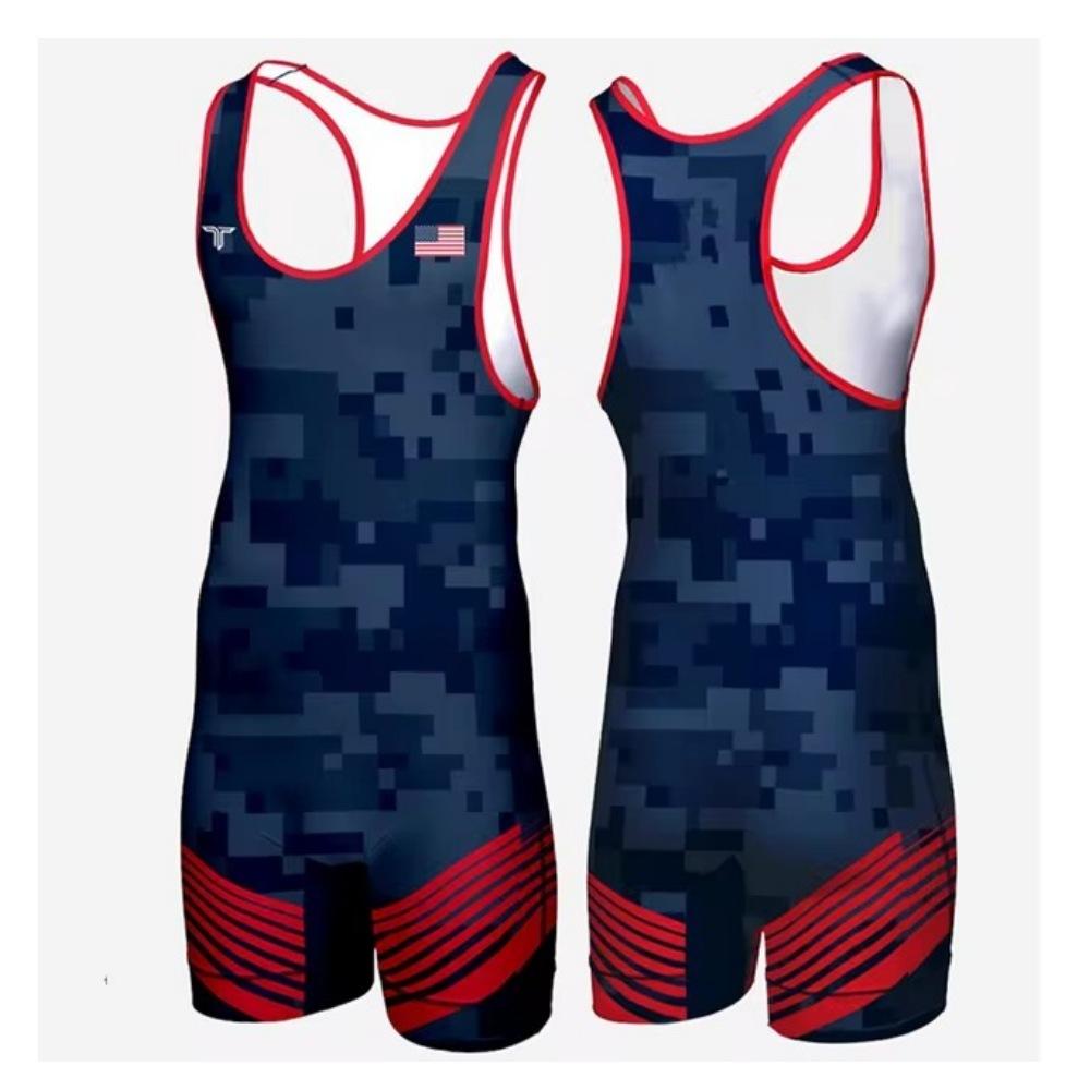 Men`s Sleeveless Wrestling onesie Boxing tights