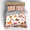 Cute Cat Faces and Paw Prints Bedding Duvet Cover Set  (1*Duvet Cover 2*Pillowcases, Without Duvet Insert)