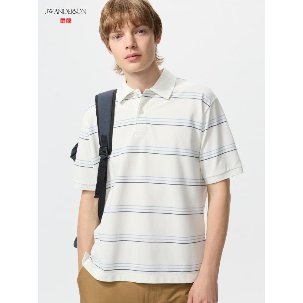Uniqlo Japan Dry Kanoko Border Polo Shirt