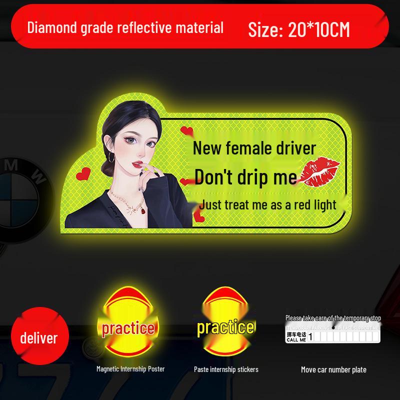Magnetic Reflective Car Stickers for New Female Drivers