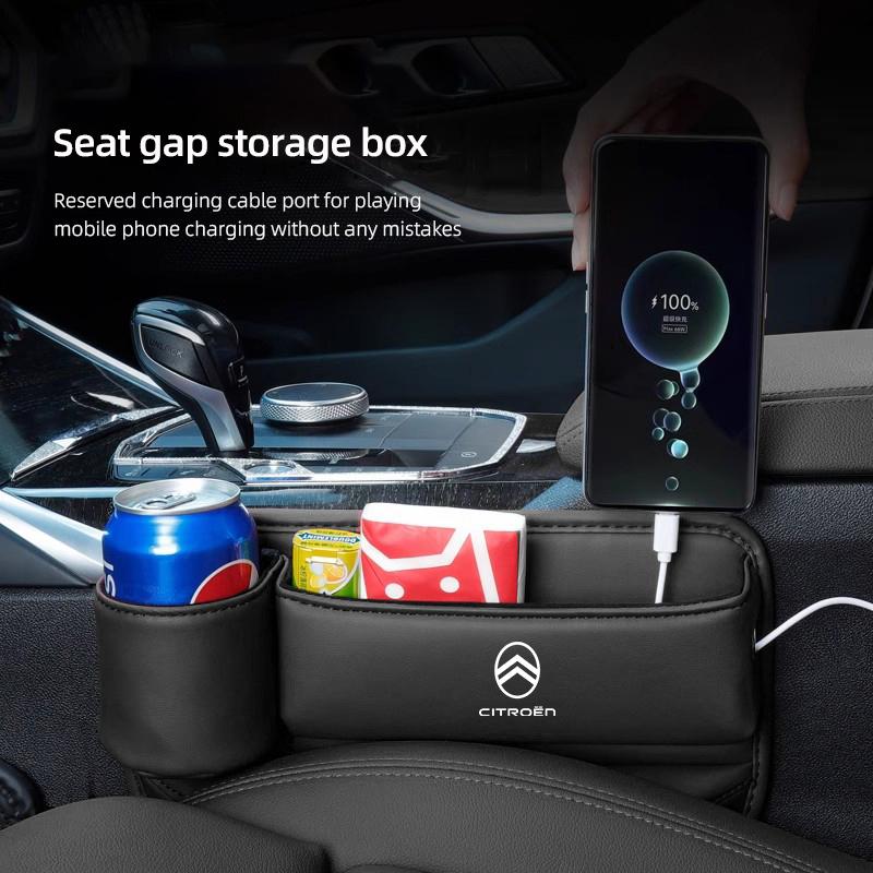 PJHC7 Car Seat Organizer Gap Filling Storage Box For Citroen C5X C3 C4 Aircross Picasso Cactus Celysee e-C3 e-C4 C6 C1 C2 Berlingo