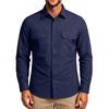 Men's Vintage Loose Fit Casual Work Shirt Long Sleeve Button Down Outdoor Utility Shirt with Multiple Pockets and Durable Fabric