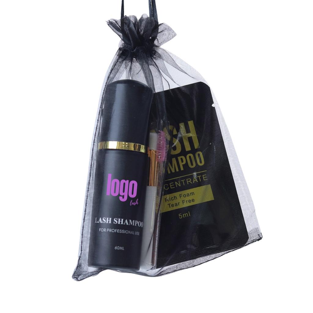 Custom 60ml Lash Shampoo Kit With Logo Private Label Eyelash Shampoo Foam Cleaner Eyelash Extension Shampoo Kit