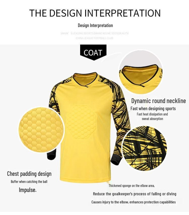 Goalkeeper Long Sleeve Padded Jersey Set - Anti-Fall, Anti-Collision Football Uniform