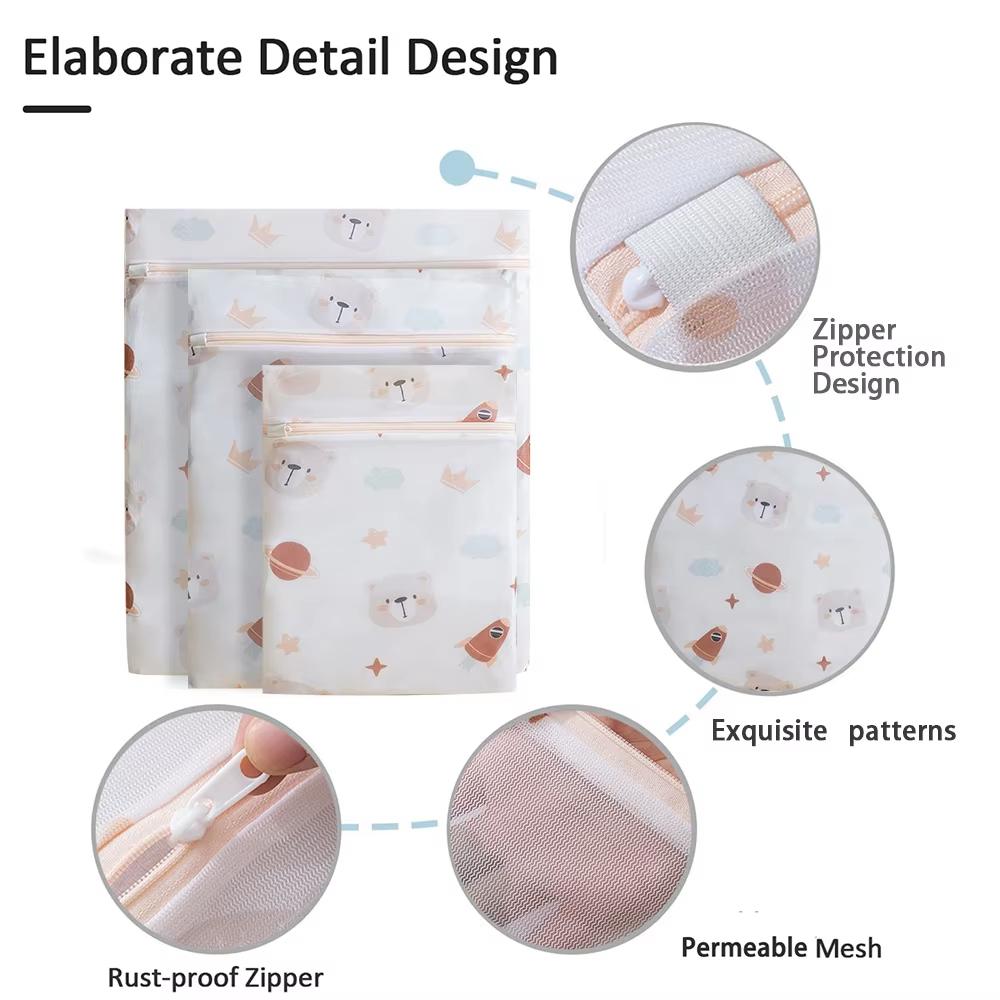5Pcs Wardrobe Washing Machine Storage Bag Exquisite Cartoon Printing Home Classified Washing Bags For Home Washing Machines