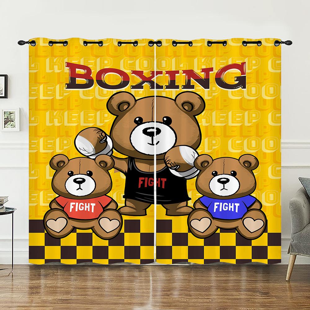 Curtain Animal Wolf Bear Curtain Digital Printing Blackout Curtain No Punching