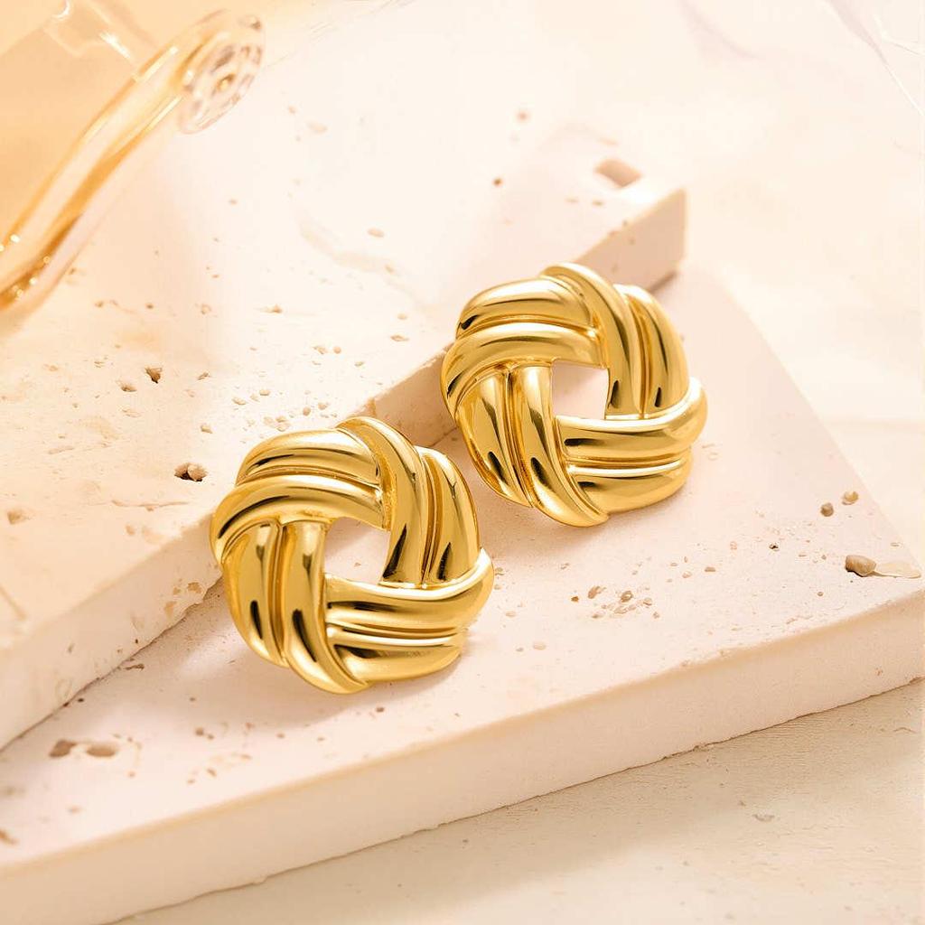 Geometric Irregular 18k Gold Titanium Steel Earrings for Women