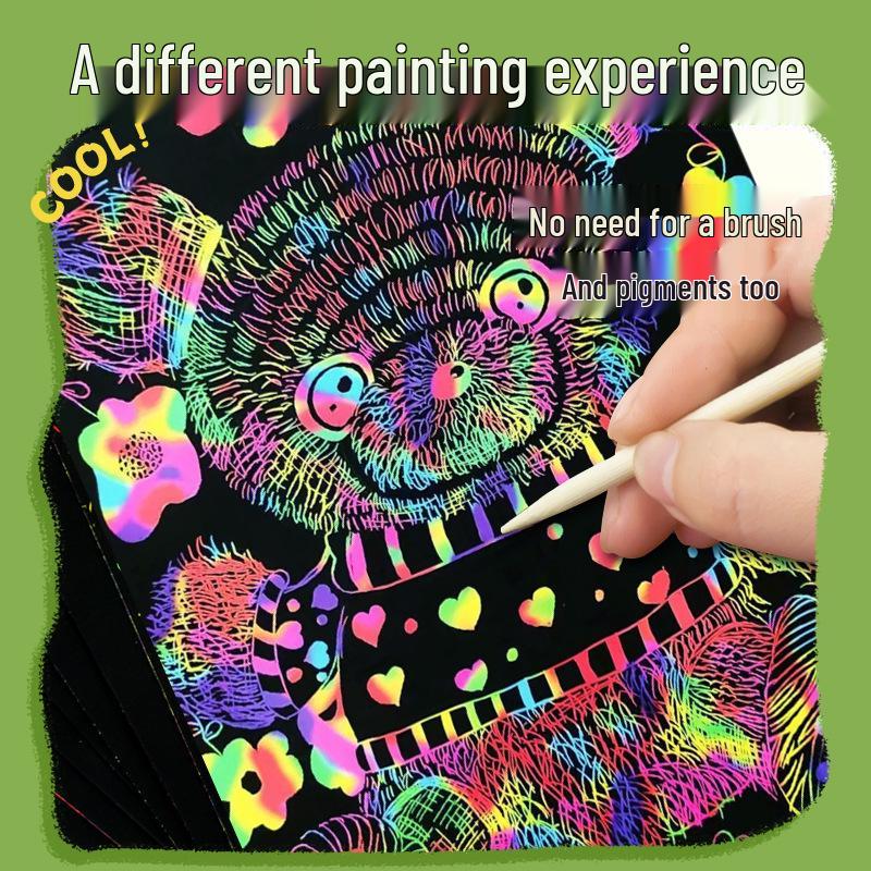 Children's Colorful Scratch Art Paper for Kindergarten & Elementary - A4, 16k, 4k, 8k Sizes