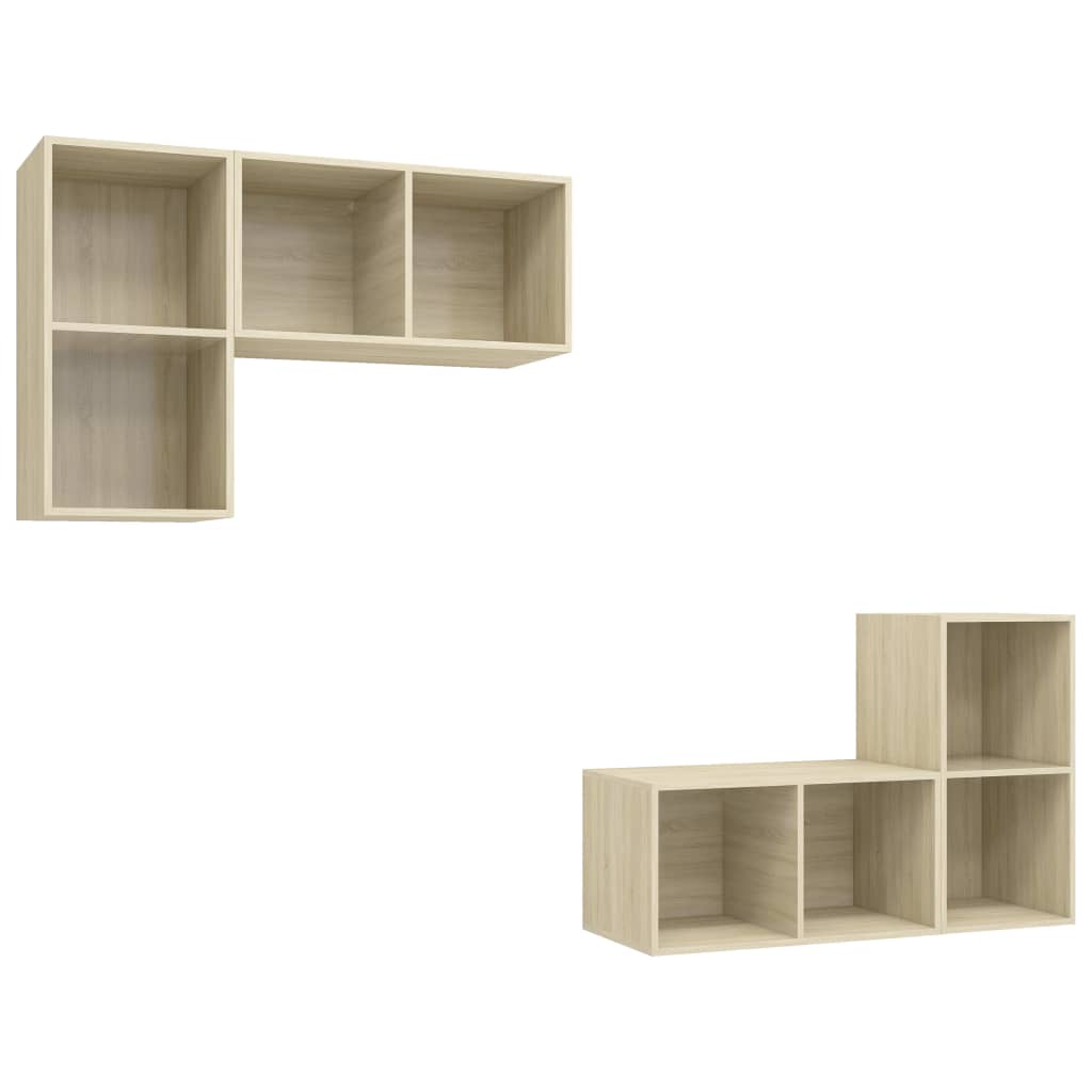 TV Wall Cabinets Set 4 pcs Sonoma Oak Effect Particle Board