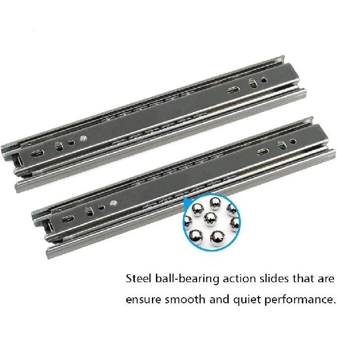 URBEST Drawer Slides 9 Inch Full Extension 3 Sections Ball Bearing Telescopic Slide Rails (9Inch)