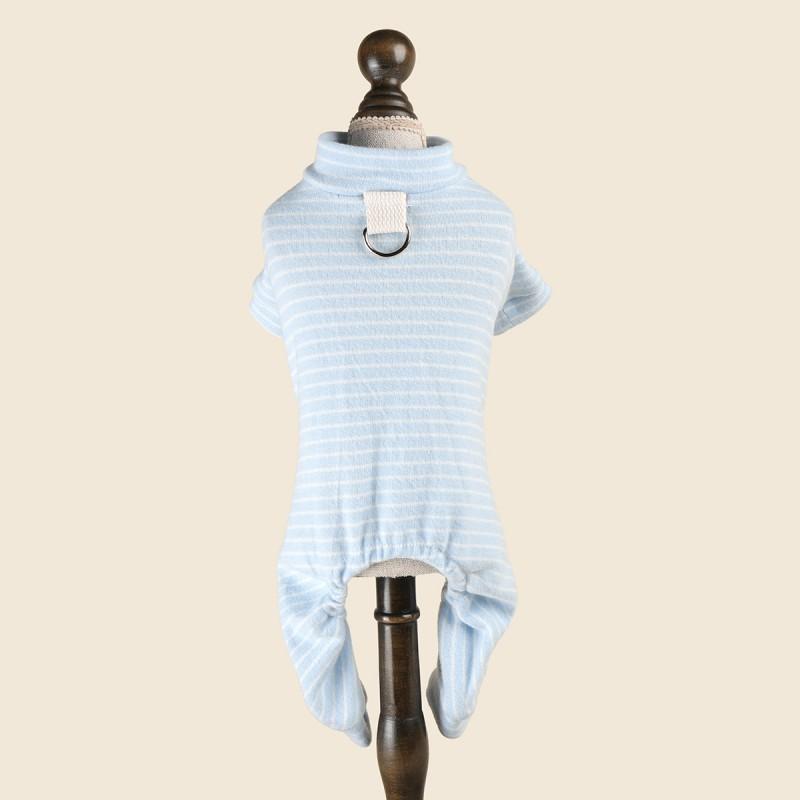 Pet Soft Warm Pajamas With Blue Stripes Hairless Cats Dogs Comfortable Indoor Wear