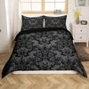 Adults Black Vintage Damask Floral Bedding Set King Size Gothic Bohemia Boho Flower Duvet Cover Gothic Skull Bedspread Cover