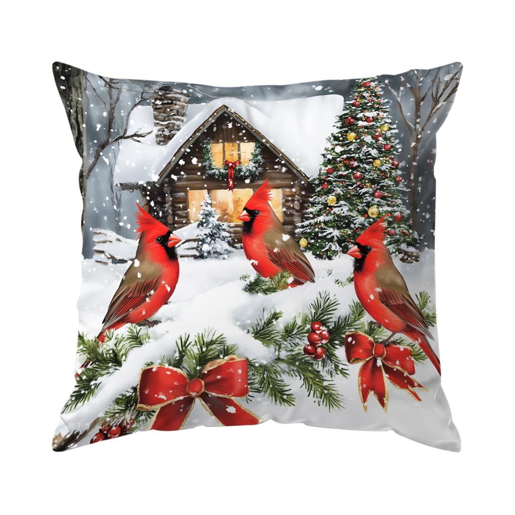 45X45Cm Vintage Red Bishop Christmas Pillowcase Bedroom Cushion Cover 100% Polyester Living Room Cushion Pillowcase Home Decor