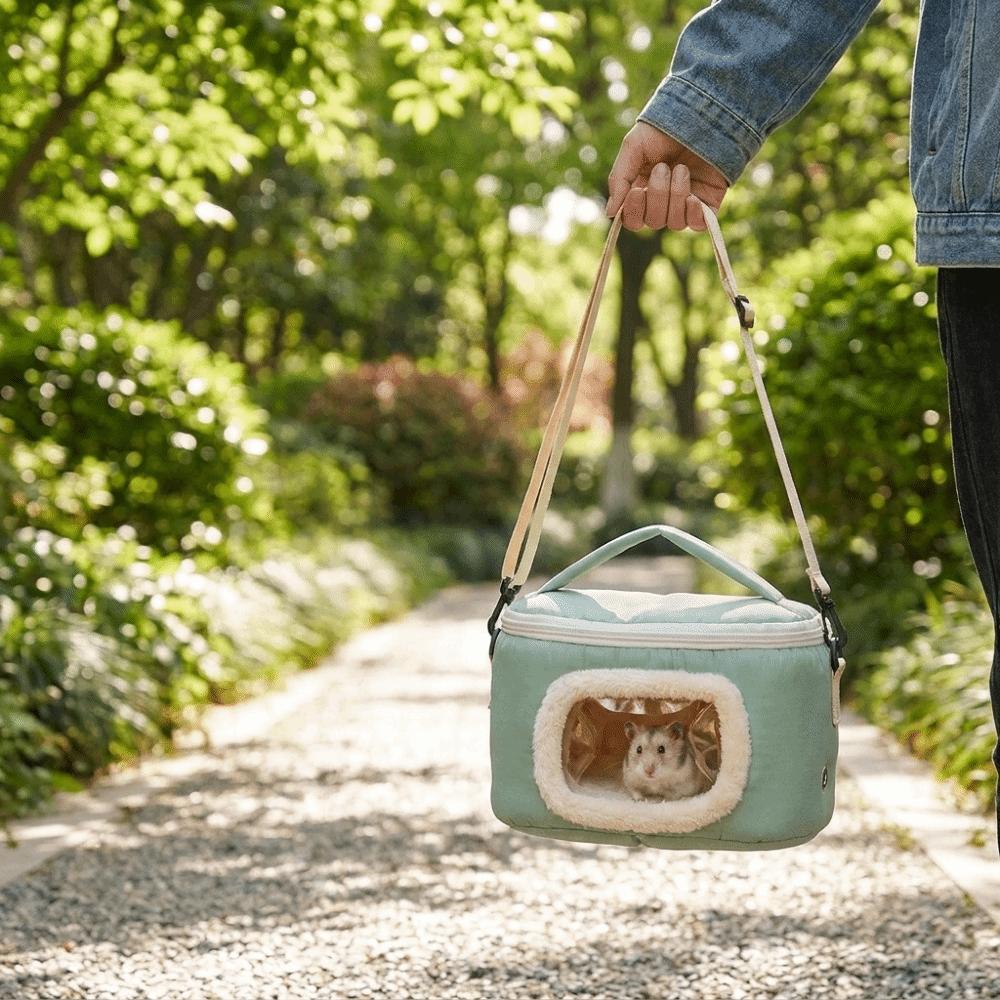 Weiche Warme Hamster Transporttasche Sichtfenster Kleintier Transporttasche Kaninchen Ausflugstasche Outdoor Reisen