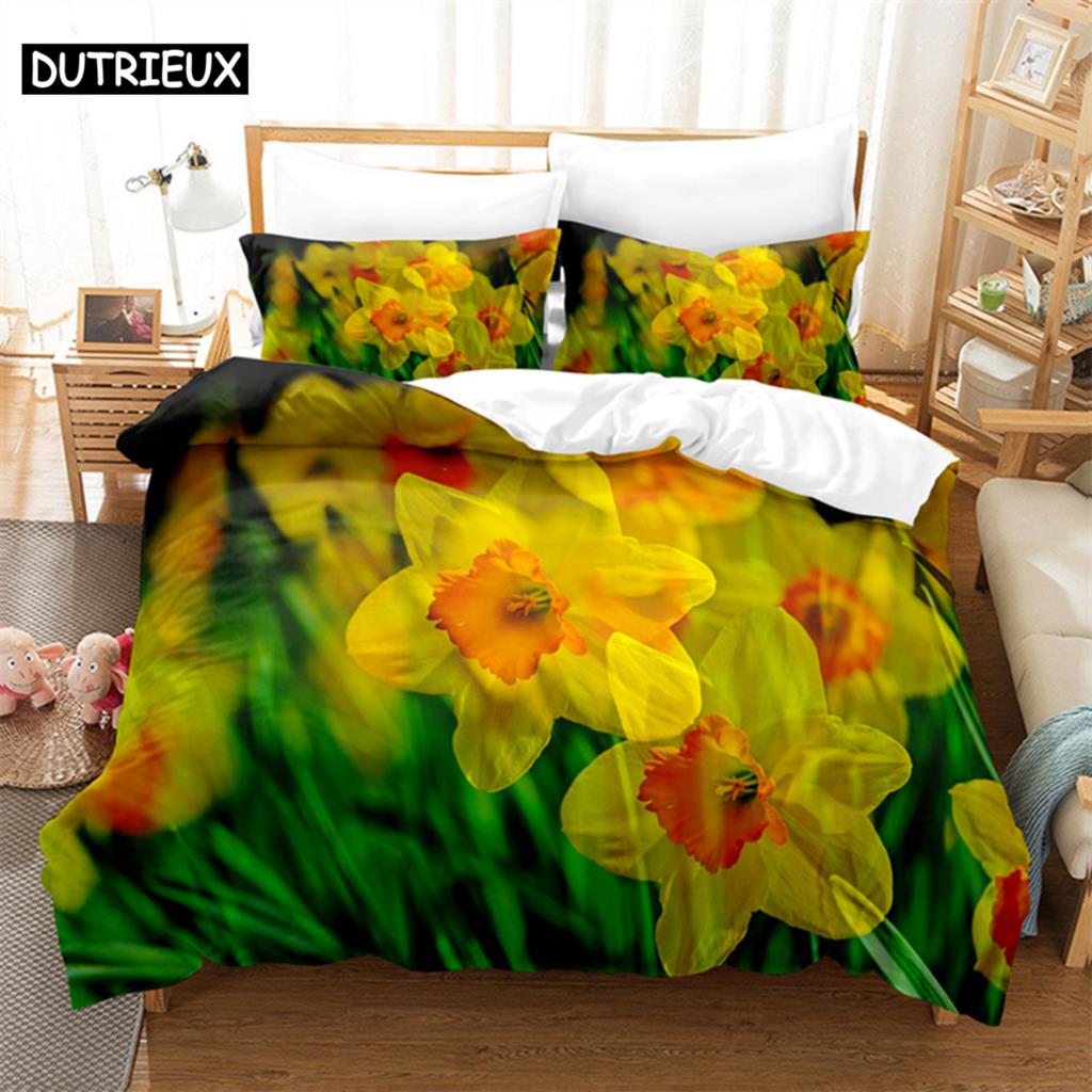 

Flowers Plants Queen Bedding Set Duvet Cover Kids Bedroom Bed Set Comforter Cover Set King Size Duvet Cover Set Bedding Sets (135x200cm)&set
