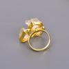 Citrine Gemstone Gold Plated Birthday Statement Boho Cocktail Electroformed Ring V-120