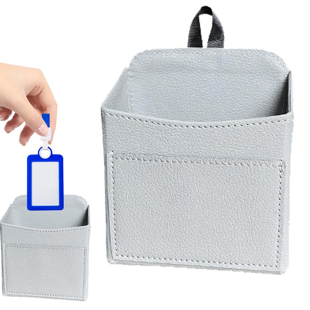 

Автомобильный вентиляционный карман для хранения, автомобильный органайзер, держатель для приборной панели, подвесной кожаный чехол для телефона, очков, ключей серый