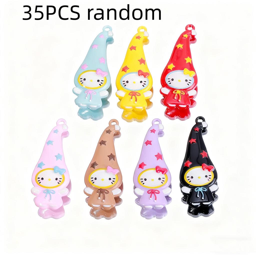 7/35PCS Zinc Alloy Painted Cute Witch Cat Pendant DIY Phone Chain Keychain Necklace Accessories Hanging Decor