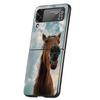 Luxury Phone Case For Samsung Galaxy Z Flip 3 4 5 6 Hard Black Folding PC For Samsung Z Flip3 Flip4 Flip5 Cover Horse Animal