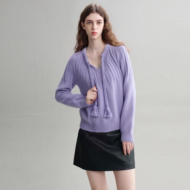 Sancai Women's 2026 Winter V-Neck Cable Knit Pullover