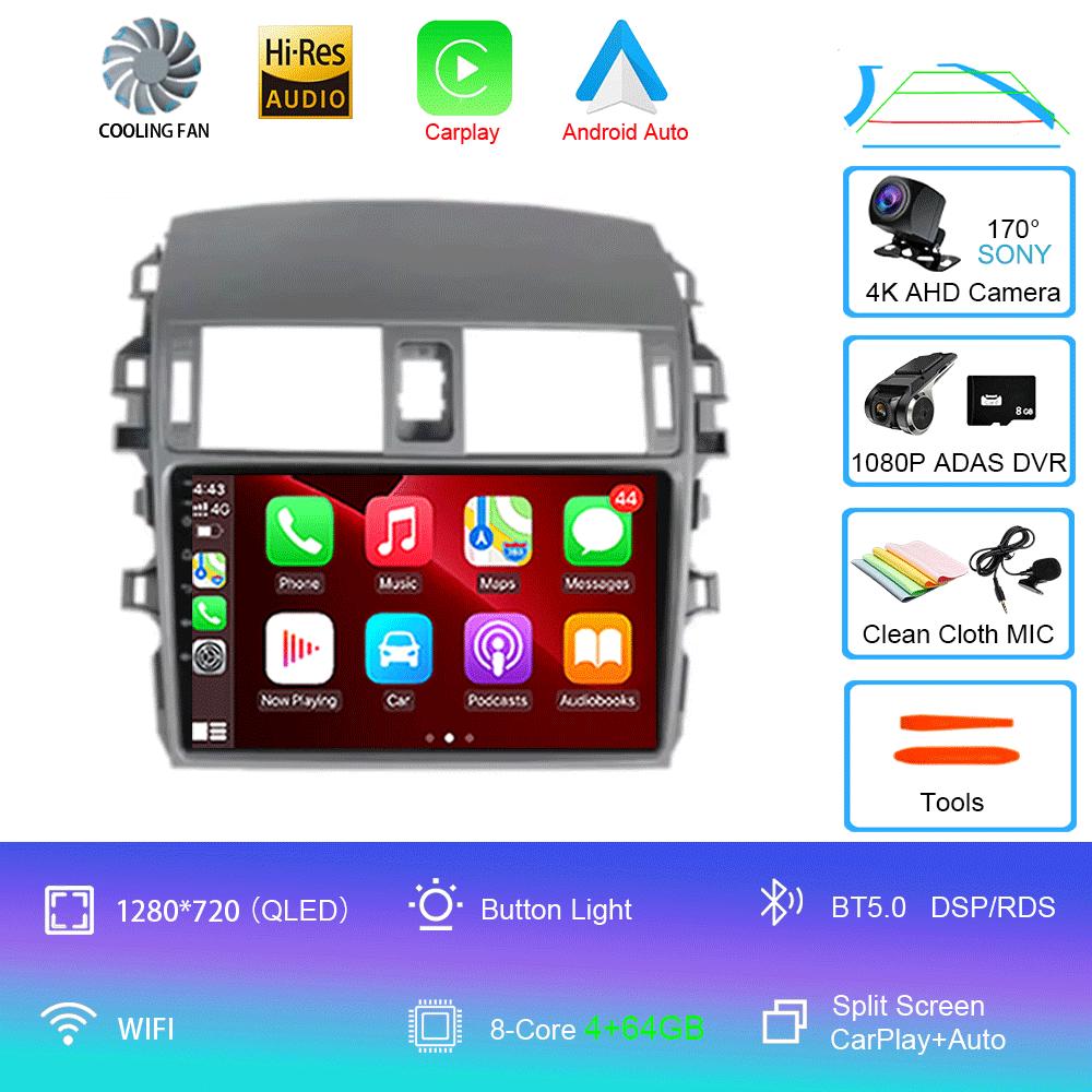 Android 14 Car Radio Carplay For Toyota Corolla 10 E140 E150 2006 - 2013 Navigation GPS Stereo Unit Android Auto No 2din 5G Wifi