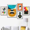 Vintage Music Mix with Poster Painting Cambridge Chicago Wall Living Room Canvas