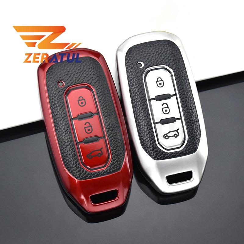 Auto Tpu Leather Car Smart Remote Key Cover Case Bag For Ford Territory Ev Shell Fob Holder Protector Accessories