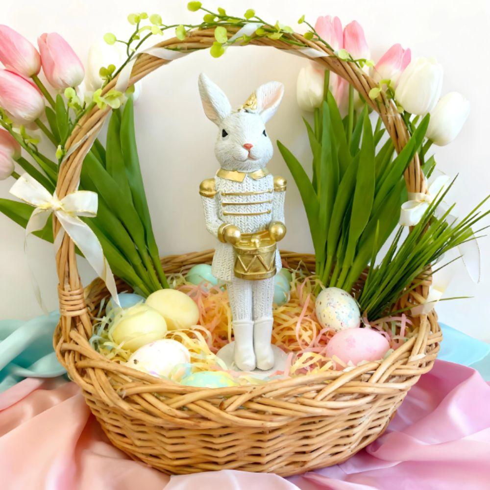 Soldier Style Nut Cracker Rabbit Resin Material Bunny Sculpture Bunny Figurines  Bookshelves Decor