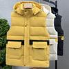Warm Sleeveless Parka Man Waistcoat Fashion Plus Size Male Coat Hooded Casual Zipper Thick Winter Men's Vest