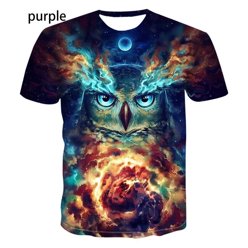 Унисекс Модная футболка с 3D-принтом совы Летняя милая футболка с рисунком птицы с коротким рукавом Животный топ 3XL 980₽