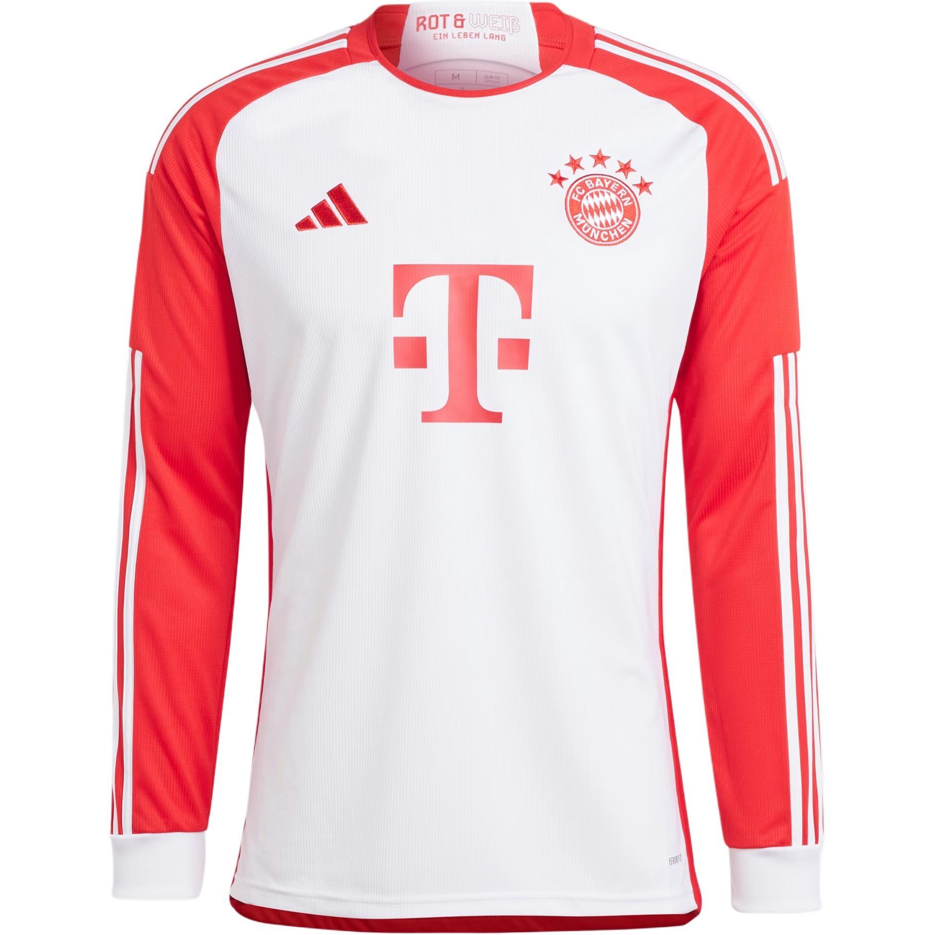 adidas FC Bayern 23/24 Long Sleeve Home Jersey White Red Men s IB1482 L