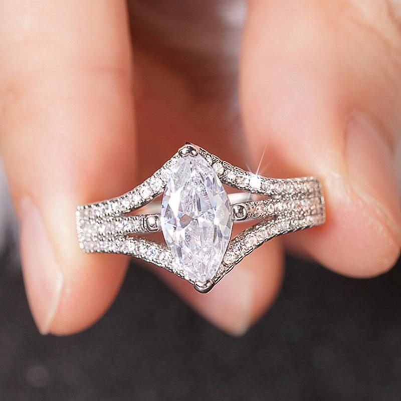 CAOSHI Sparkling Marquise Cubic Zirconia Finger Rings for Women Wedding Band Temperament Jewelry DelicateGorgeous Accessories