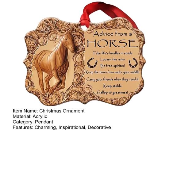 Horse Christmas Ornament 2D Acrylic Horse Xmas Tree Hanging Ornament Horse Keepsake
