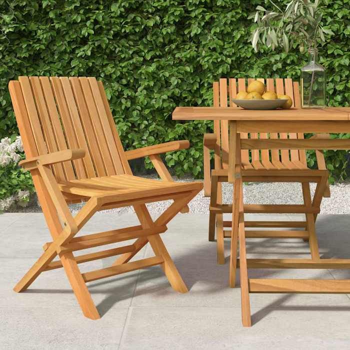 VidaXL Chaises de jardin pliantes 2 pcs 61x67x90 cm bois massif teck 362758