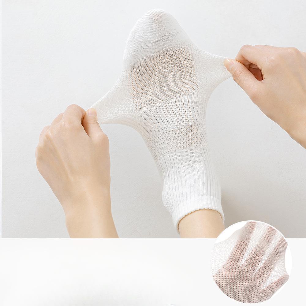Pure Cotton Sports Socks for Women, Mid-calf, Mesh, Breathable, Boneless, Antibacterial and Deodorizing Women's Long Socks, Spring Style Trend