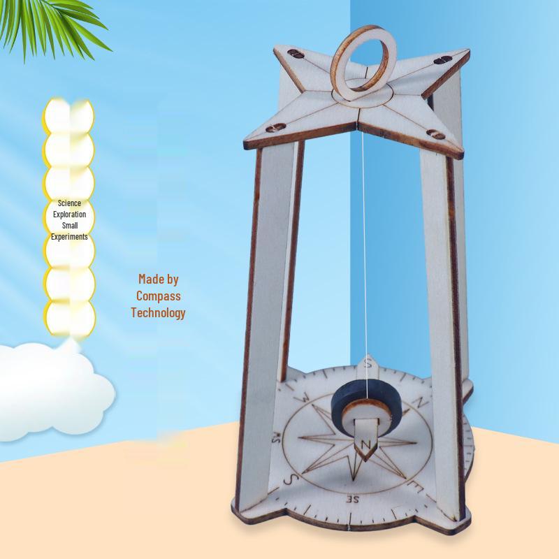 Handmade Wooden DIY Compass Kit for Student Science Projects 14x20 cm