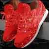 2025 Neue Damen Flache Sneaker Lässig Bling Vulkanisierte Schuhe Damen Mesh Schnürer Plateau Übergröße Mode Outdoor Damenschuhe